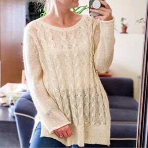 Wooden Ships Open Weave Cable Knit Tunic Sweater